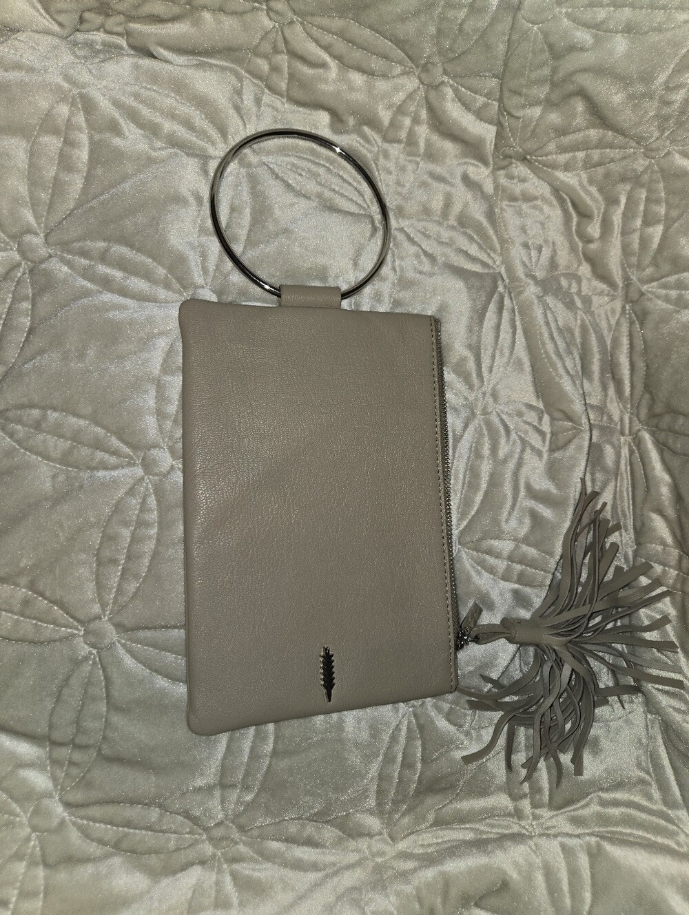 Thacker Women's Taupe Wristlet Clutch with Tassel